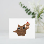 201.フクロウとカップケーキ ポストカード (スタンド正面)
