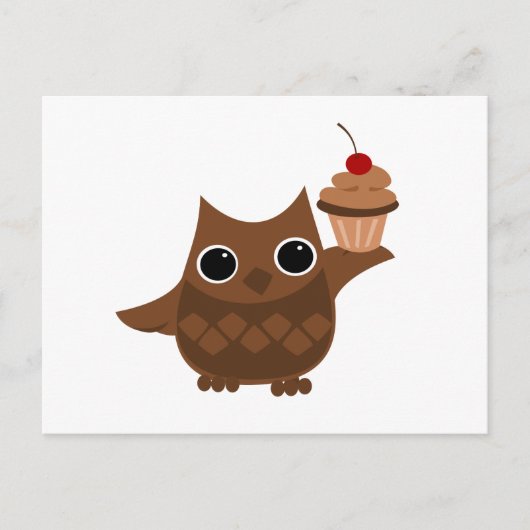 201.フクロウとカップケーキ ポストカード (正面)