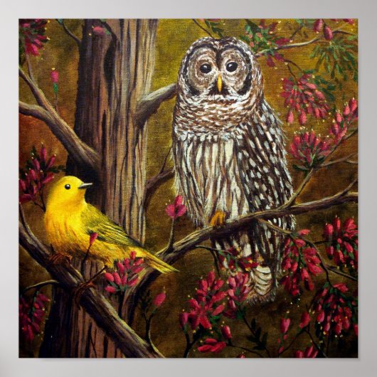 201.フクロウとカナリア ポスター (正面)