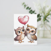 201.フクロウとハート ポストカード (スタンド正面)