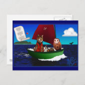 201.フクロウとプシcatはがき ポストカード (正面/裏面)