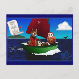 201.フクロウとプシcatはがき ポストカード