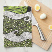 201.フクロウとプシcat茶タオル キッチンタオル (四つ折り)