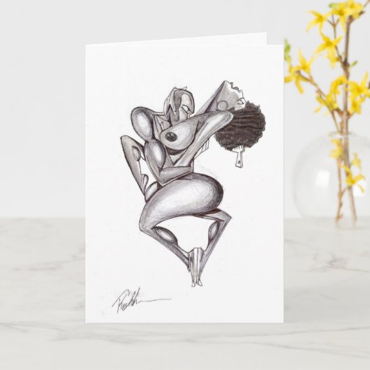 201.ベリーの黒い人 カード (黄色い花)