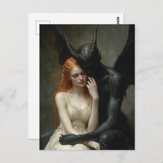 201.女性と暗黒の天使 ポストカード (正面/裏面)