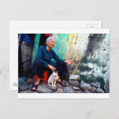 201.女性と猫 ポストカード (正面/裏面)