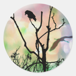 201.孤独なカラス ラウンドシール