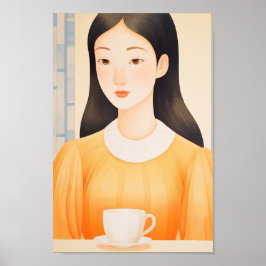 201.孤独な女性のカフェ ポスター