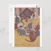 201.家の食べ中の犬と猫 ポストカード (正面/裏面)