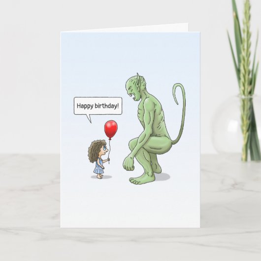 201.少女と大きな緑のゴブリン カード (正面)