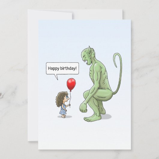 201.少女と大きな緑のゴブリン カード (正面)