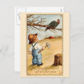 201.少年と七面鳥の感謝祭はがき シーズンポストカード (正面/裏面)