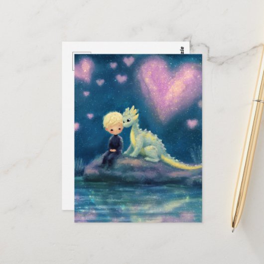 201.少年と彼のドラゴン ポストカード (正面/裏面インサイチュ)