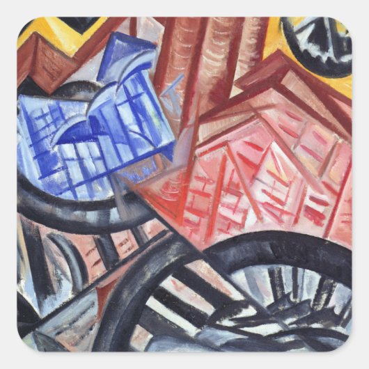 201.工場と橋 スクエアシール (正面)