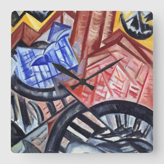 201.工場と橋 スクエア壁時計 (正面)