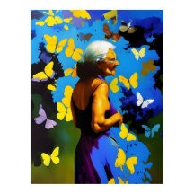 201.年老いた女性と蝶