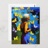 201.年老いた女性と蝶 ポストカード (正面/裏面)