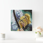 201.幽霊と体 スクエア壁時計 (ホーム)