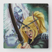 201.幽霊と体 スクエア壁時計 (正面)