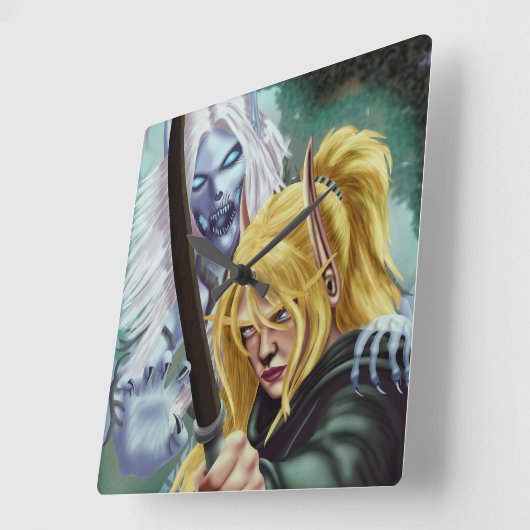 201.幽霊と体 スクエア壁時計 (傾斜)