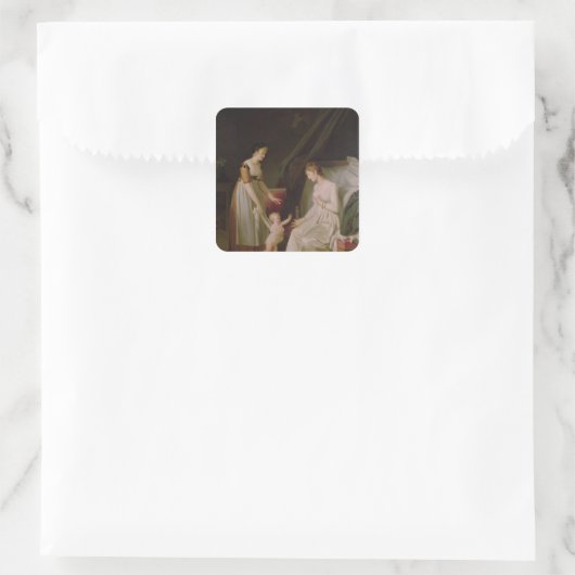 201.授乳している母親 スクエアシール (バッグ)