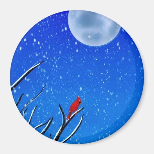 201.月と（鳥）ショウジョウコウカンチョウ マグネット (正面)