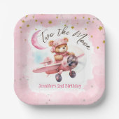 201.月 |女の子ピンク2nd誕生日紙 ペーパープレート (正面)