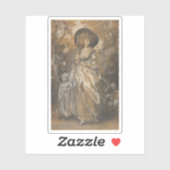 201.歩くと一緒に庭に出る女性 シール (シート)