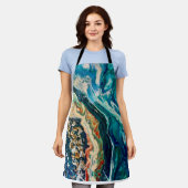 201.氷と魚の抽象芸術 エプロン (着用した状態)