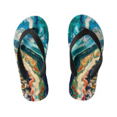 201.氷と魚の抽象芸術 キッズビーチサンダル (フットベッド)