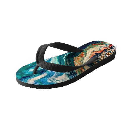 201.氷と魚の抽象芸術 キッズビーチサンダル (アングル)