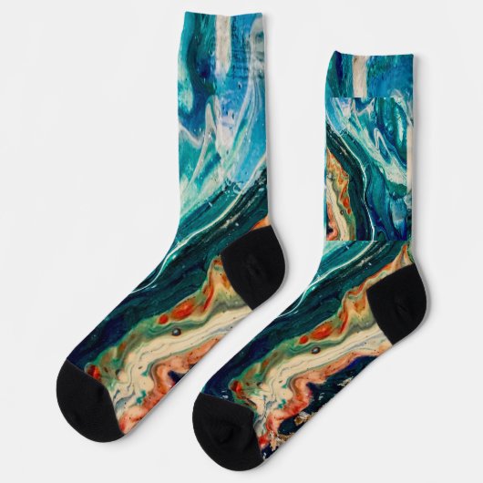 201.氷と魚の抽象芸術 ソックス (左)