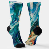 201.氷と魚の抽象芸術 ソックス (傾斜あり)