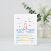201.灯台と桟橋のはがき ポストカード (スタンド正面)