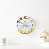 201.灯台と桟橋の壁時計 ラウンド壁時計 (ホーム)