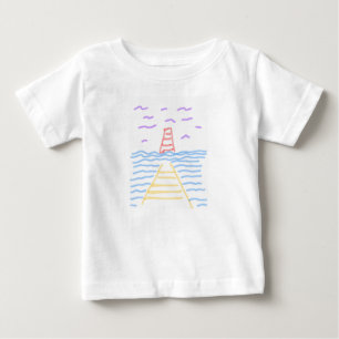 201.灯台と桟橋のTシャツ ベビーTシャツ