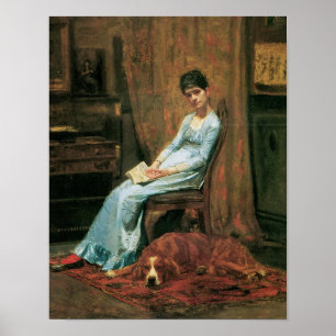 201.画家の妻とセッター犬 ポスター