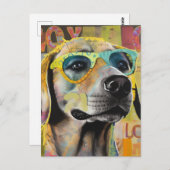 201.眼鏡のドッグカラユニークージュ ポストカード (正面/裏面)
