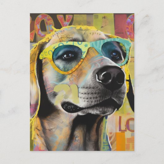 201.眼鏡のドッグカラユニークージュ ポストカード (正面)