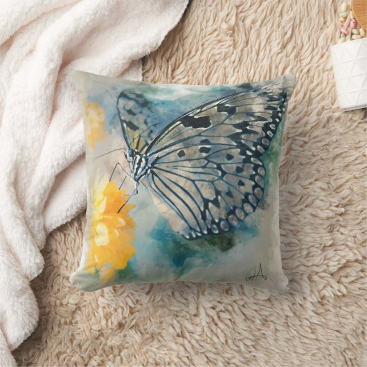 201.蝶と花 クッション (ブランケット)