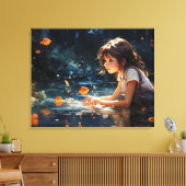 201.金魚の少女と不思議な池 キャンバスプリント (インサイチュ (リビング))