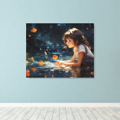 201.金魚の少女と不思議な池 キャンバスプリント (インサイチュ (ウッドフロア))