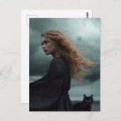 201.魔女とその猫 ポストカード (正面/裏面)
