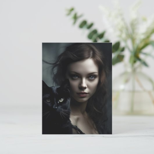 201.魔女と黒猫 ポストカード (スタンド正面)