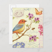 201.鳥とミツバチ ポストカード (正面/裏面)