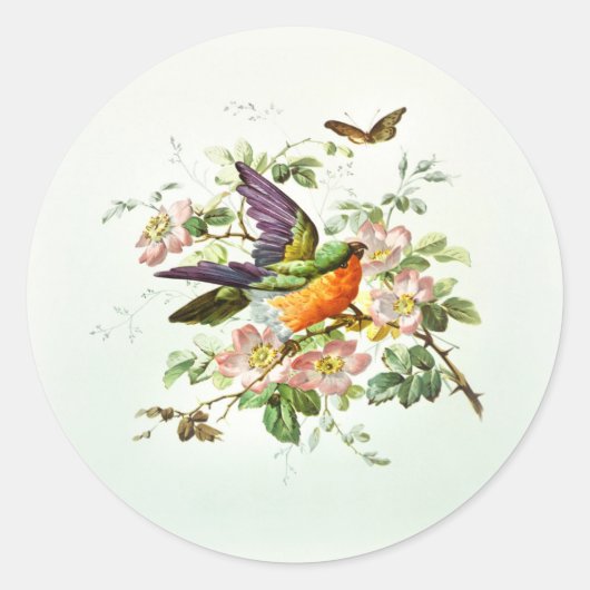 201.鳥と蝶 ラウンドシール (正面)