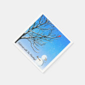 201.（鳥）ショウジョウコウカンチョウと雪だるま スタンダードカクテルナプキン (角)