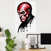 201.黄色い目をした赤い男 | AI Art ポスター (ホームオフィス)