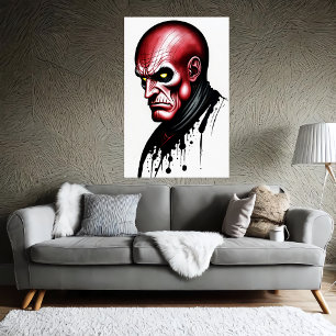 201.黄色い目をした赤い男   AI Art ポスター