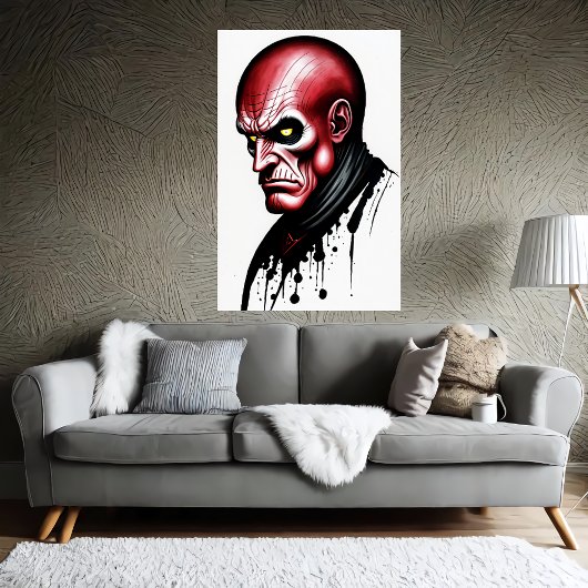 201.黄色い目をした赤い男 | AI Art ポスター